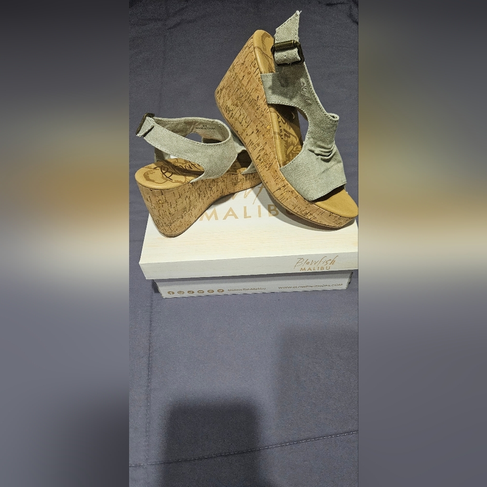 Blowfish Gray Wedge Sandals Size 8.5